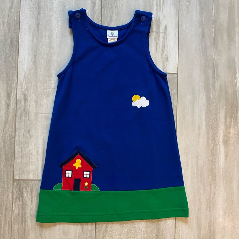 NWT Florence Eiseman Royal Blue Pique School House Jumper with Buttons girls 4